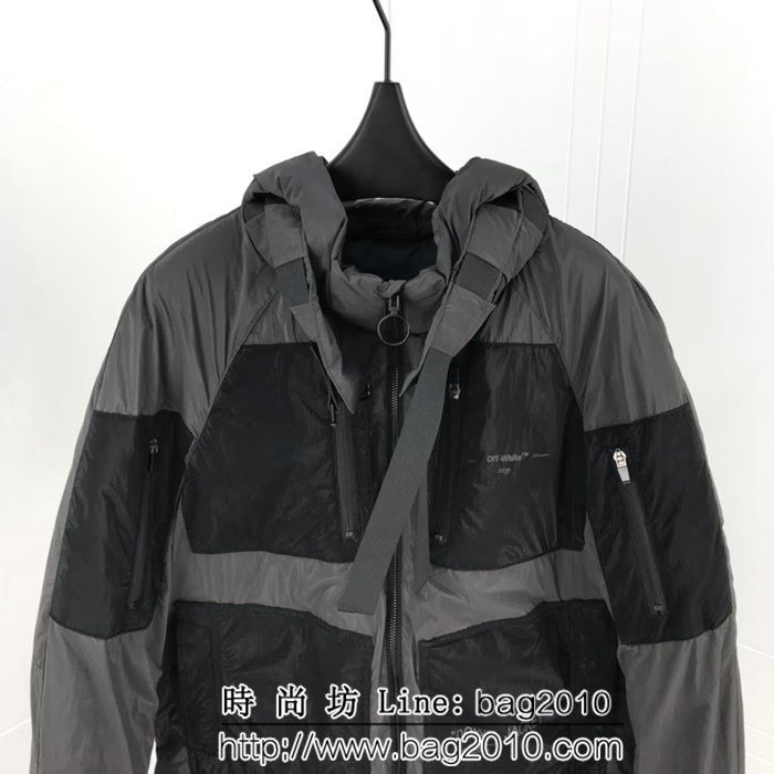 OFF-white 18SS秋冬新款 多處面料拼接 男款羽絨服 ydi1349
